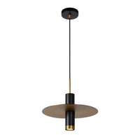 Lucide SELIN modern hanging lamp Ø35cm, 1xGU10, metal Black and Yellow Brass, adjustable height, IP20