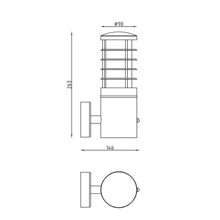 Applique murale extérieure Lucide SOLID, aluminium rond, 1xE27, 220-240V, IP54, Finition anthracite