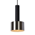 Lucide TEUN retro hanging lamp Ø13cm, adjustable height, E27 socket, metal satin nickel and matte black, IP20