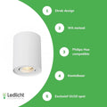 Spectrum tube round white LED ceiling spotlight with adjustable GU10 fitting