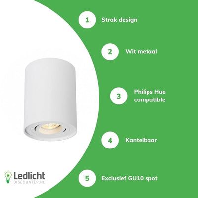 Spot encastré au plafond LED Spectrum CHLOE GU10, en saillie, Aluminium blanc, IP20, orientable, 250V