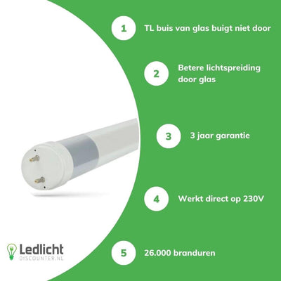 Tube LED Spectrum 120cm G13 17W 230V 3000K Blanc Chaud 1800 lumens 270° CRI 80 éclairage intérieur