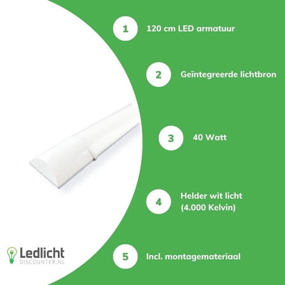 Réglette LED Aigostar 120cm 40W 4000K lumière blanche lumineuse lumens