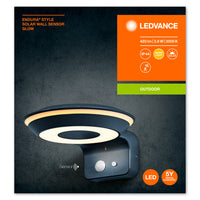 Applique murale extérieure Ledvance Endura Style solaire GLOW avec capteur LED 3.6W 3000K IP44 Gris Foncé