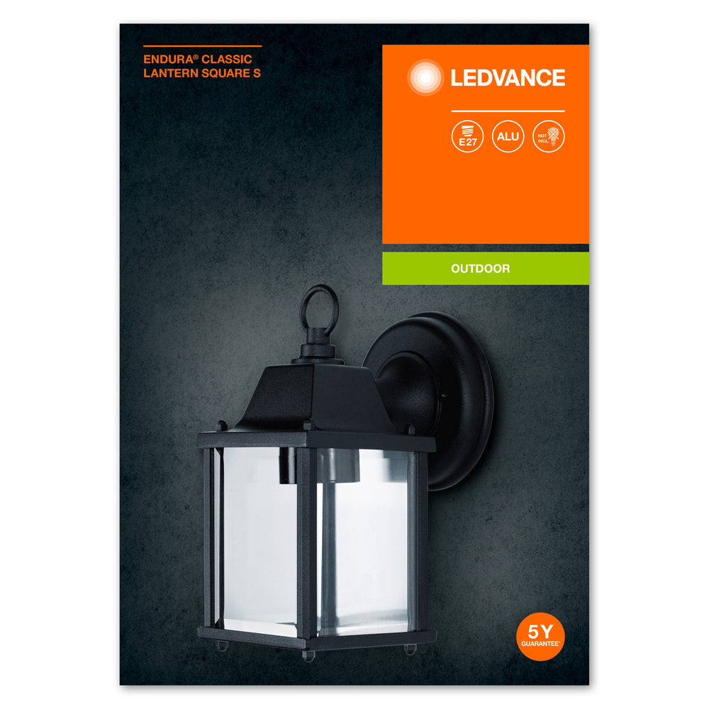 Ledvance ENDURA Classic Lanterne Carrée S E27 applique murale extérieure Noir IP43 aluminium moulé sous pression