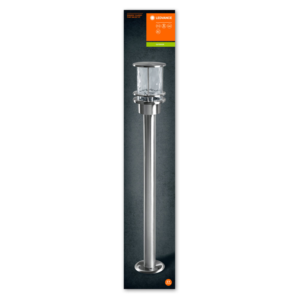 Ledvance ENDURA Classic Post 80cm E27 Lampe de chemin extérieure en acier inoxydable LED IP44