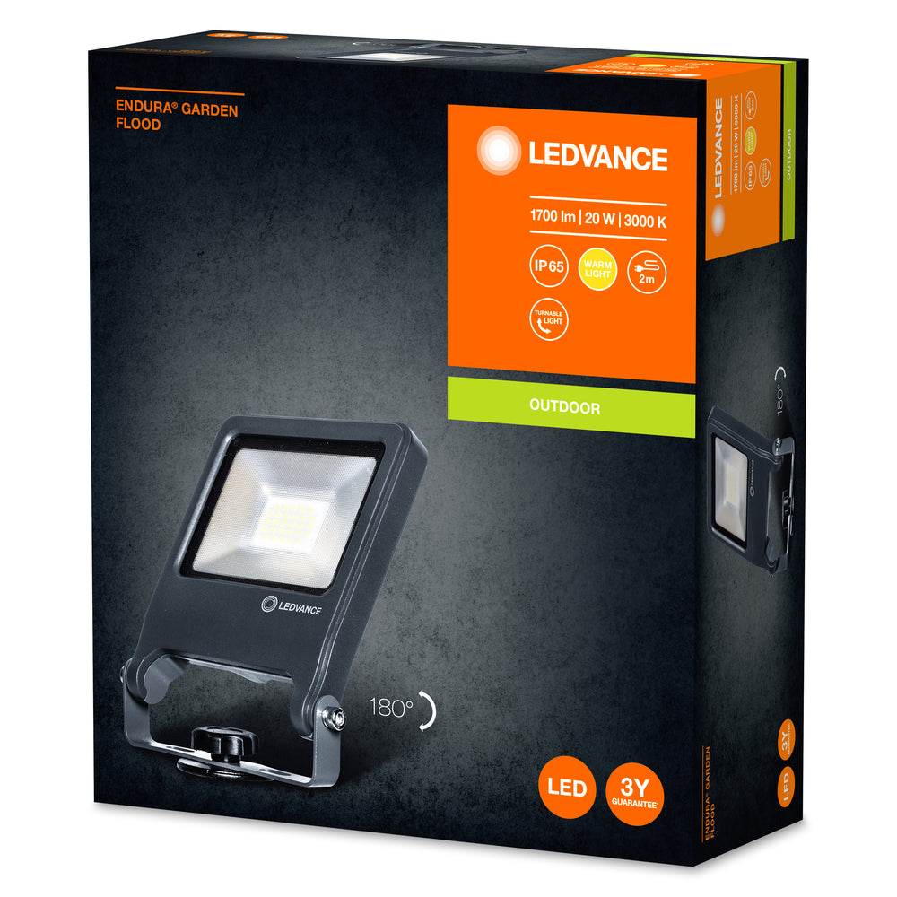 Ledvance ENDURA Projecteur de Jardin à Piquet LED Extérieur 20W 3000K 1700 lumens IP65 Gris Foncé