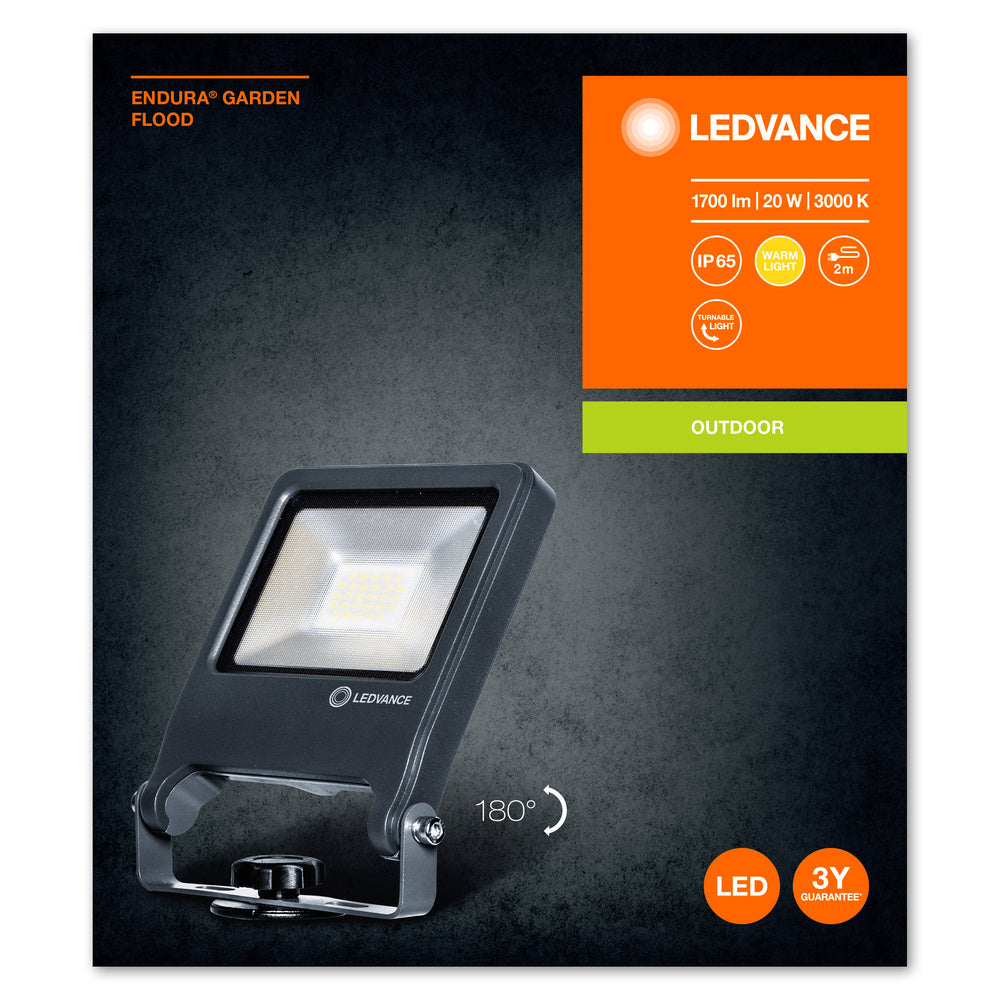 Ledvance ENDURA Projecteur de Jardin à Piquet LED Extérieur 20W 3000K 1700 lumens IP65 Gris Foncé