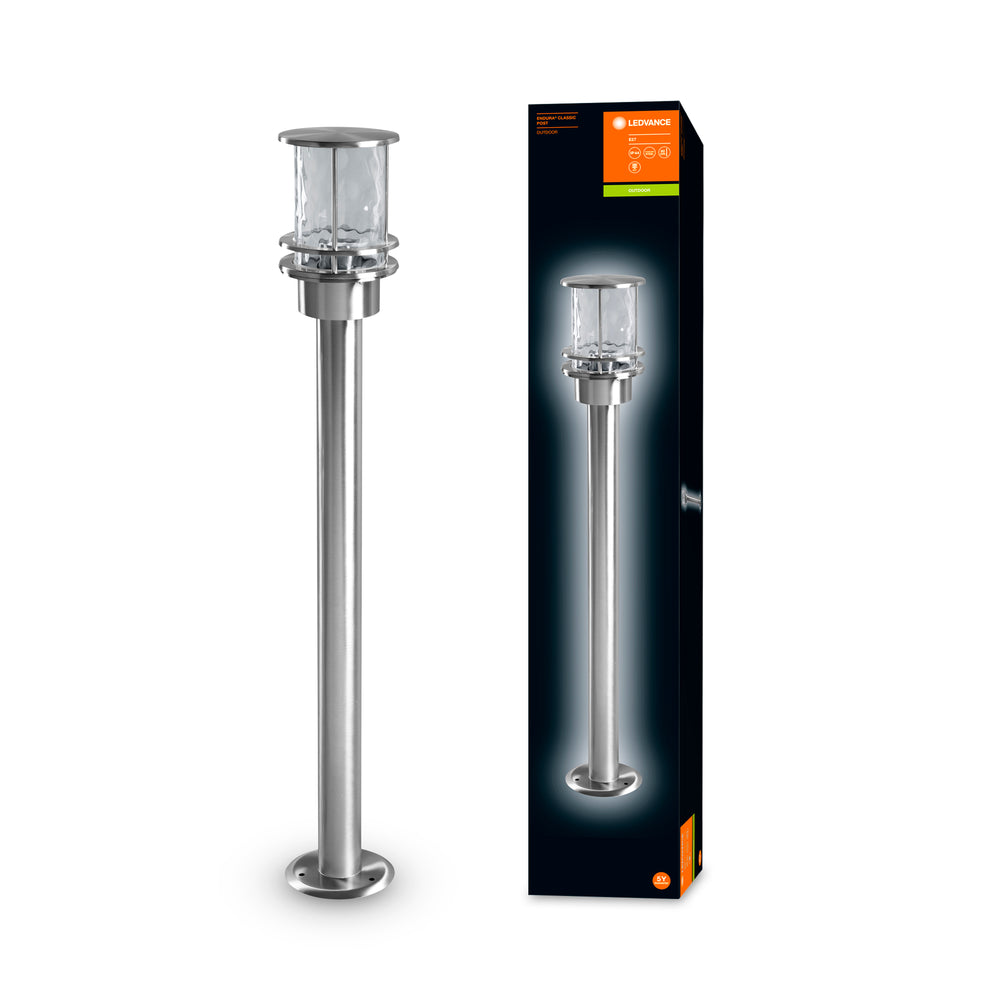 Ledvance ENDURA Classic Post 80cm E27 Lampe de chemin extérieure en acier inoxydable LED IP44