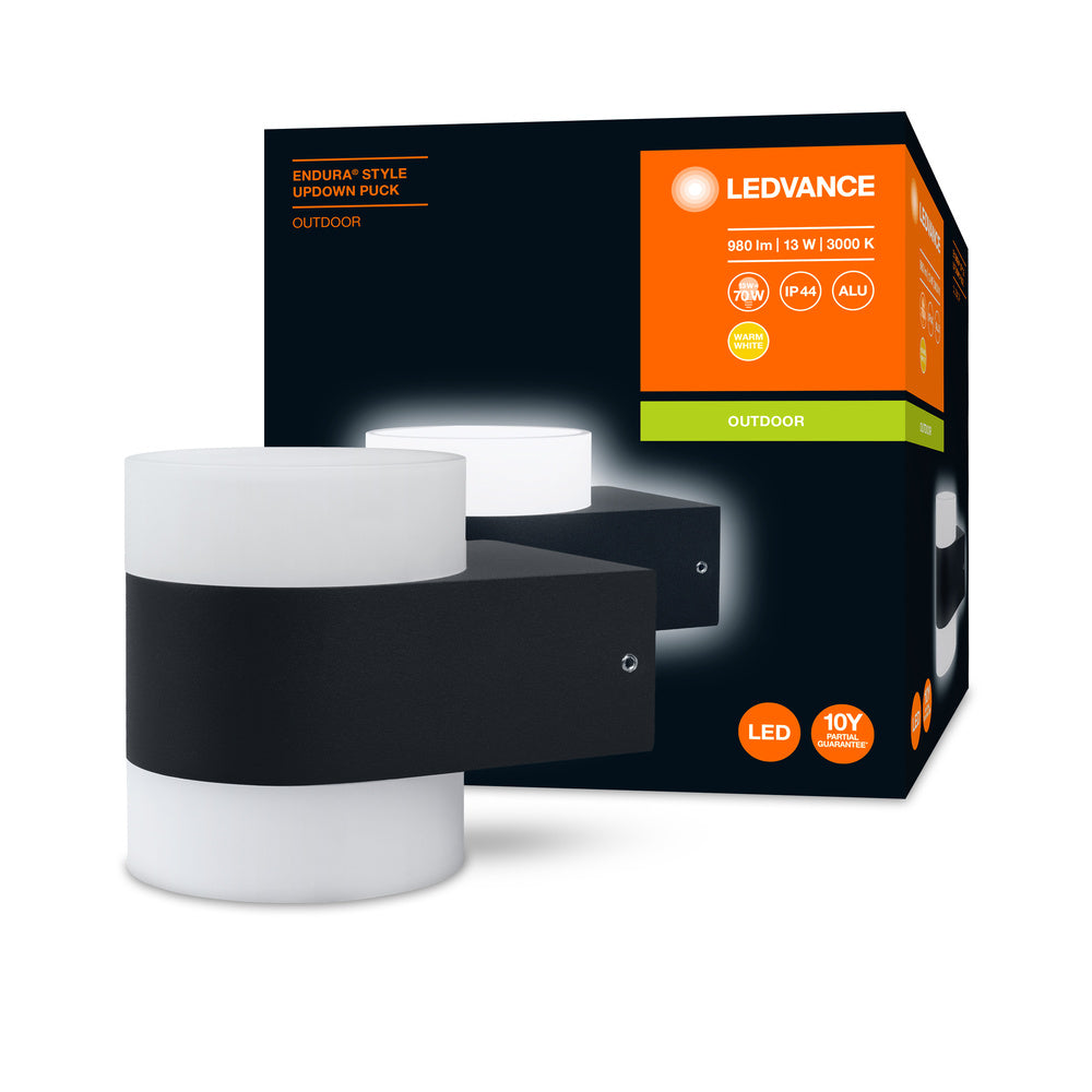 Ledvance ENDURA Style UpDown Puck Applique Murale LED 13W 3000K 980 lumens IP44 Gris Foncé Extérieur