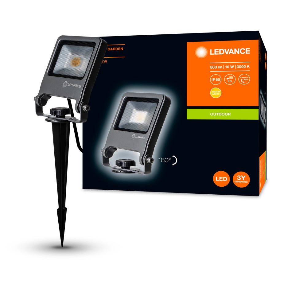 Ledvance ENDURA Projecteur de Jardin à Piquet LED Extérieur 10W 3000K 800 lumens IP65 Gris Foncé