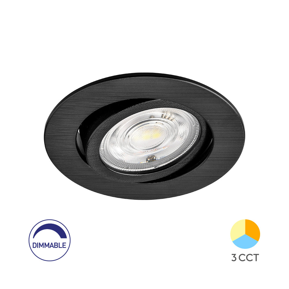 Spot LED dimmable Braytron 7W, 630 lumens, température de couleur 3EN1, noir, CRI >80, IP20