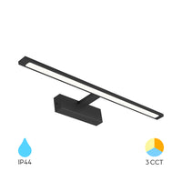 Braytron lampe miroir LED 12W, 900 lumens, CCT 3-en-1, IP44, aluminium noir, longueur 600 mm