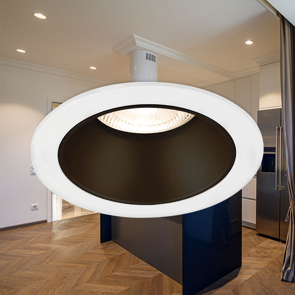 Spot LED encastré Braytron GU10, 35W max, IP20, aluminium rond Blanc-Noir, découpe 85mm 70mm