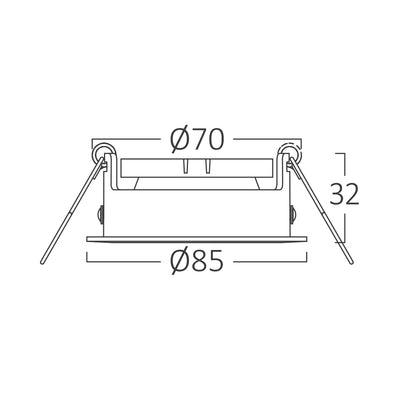 Spot LED encastré Braytron GU10, 35W max, IP20, aluminium rond Blanc-Noir, découpe 85mm 70mm