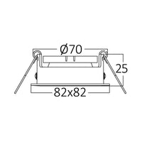 Spot LED encastré Braytron GU10 carré 82x82mm Aluminium noir IP20 35W max découpe 70mm