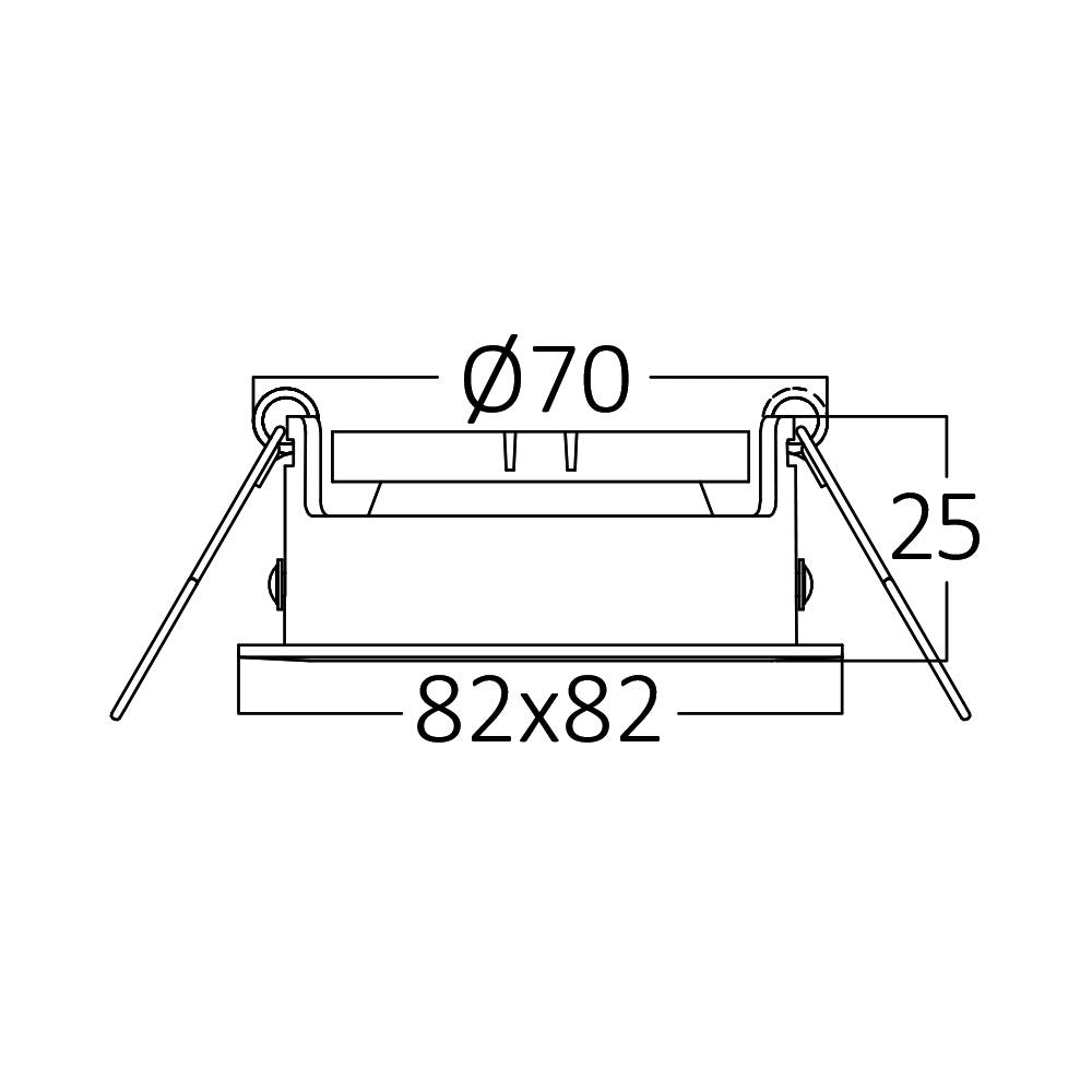 Spot LED encastré Braytron GU10 carré 82x82mm Aluminium noir IP20 35W max découpe 70mm