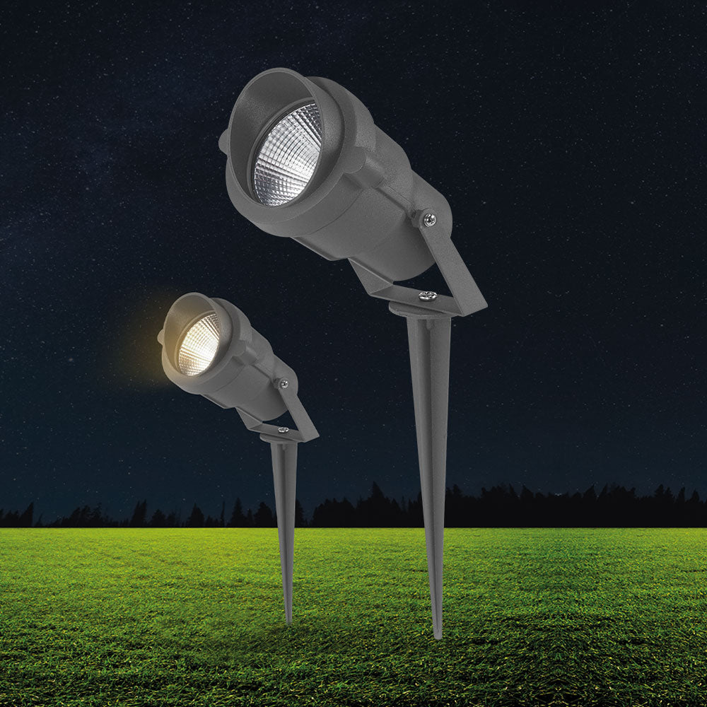 Projecteur LED sur piquet Braytron 9W Ambre 220-240V IP65 IK08 extérieur aluminium Gris faisceau 60°