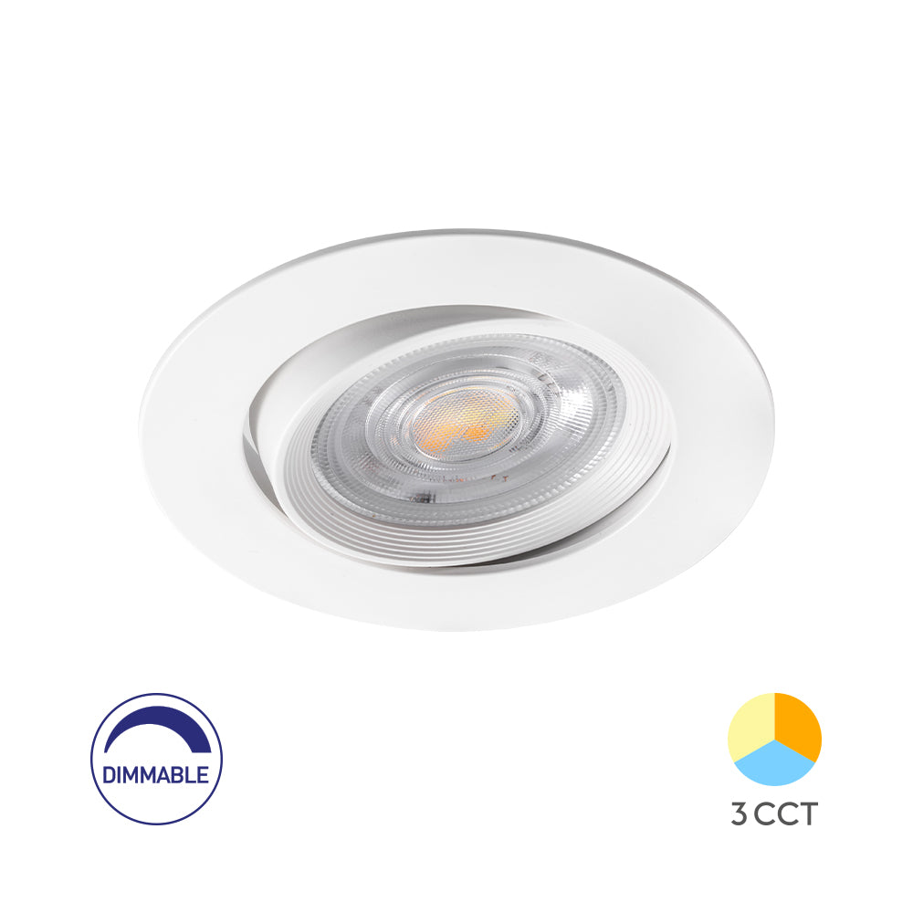 Spot LED Braytron 7W 220-240V CCT 3-en-1 gradable Rond Blanc IP20 630 lumens Faisceau 38°