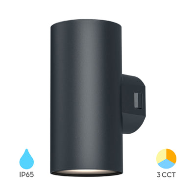 Applique murale LED Braytron 2x9W CCT 3-en-1 1780 lumens Gris IP65 IK08 éclairage extérieur