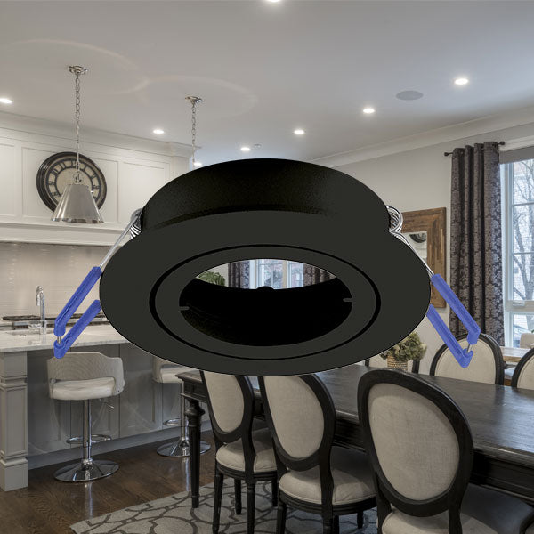 Braytron recessed round LED spotlight fixture, Black aluminium, MR16 socket, 35W max, IP20 indoor lighting