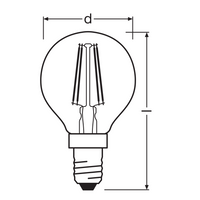 Classic LED E14 filament bulb clear 4W 470 lumens 2700K very warm white replaces 40W