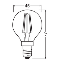 Classic LED E14 filament bulb clear 4W 470 lumens 2700K very warm white replaces 40W