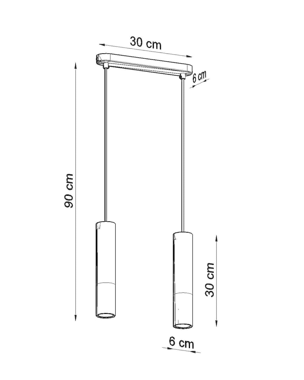 Led hanglamp zwart beton borgio with 2 gu10 fitting by sollux lighting