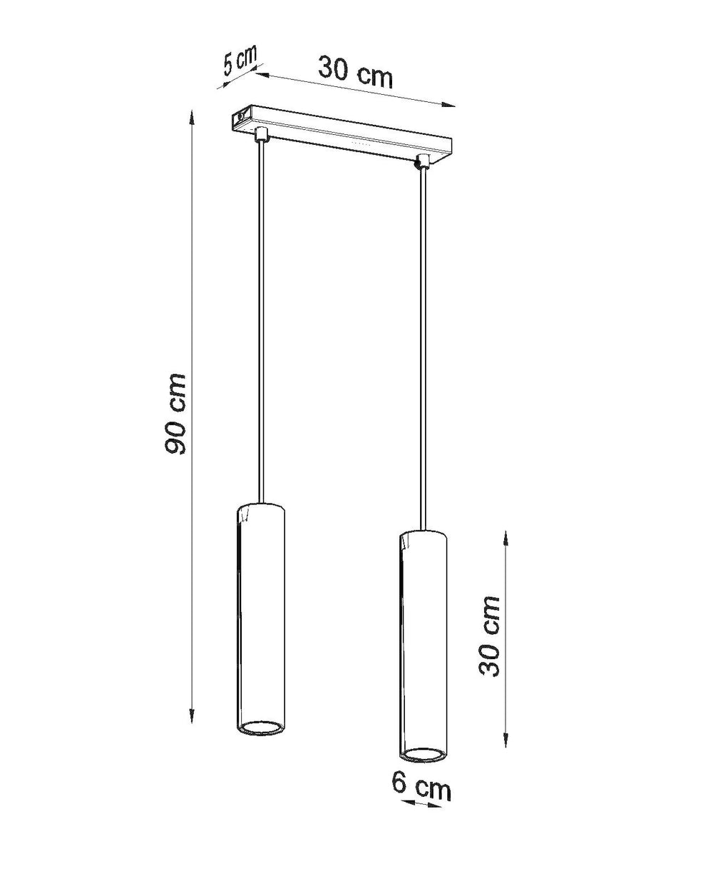 White LED pendant light lagos with 2 gu10 sockets by sollux lighting