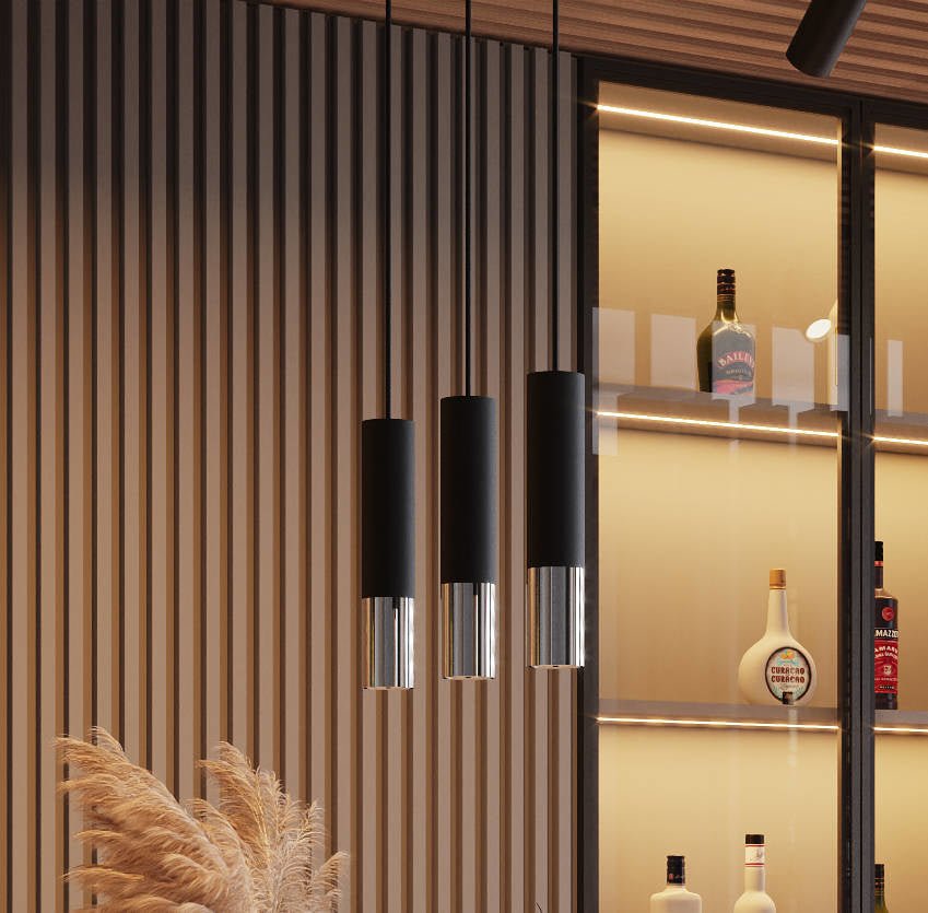 Sollux Lighting LED pendant light black chrome with GU10 socket