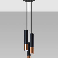 Led hanglamp zwart koper loopez 3 x gu10 fitting - sollux lighting