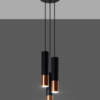 Led hanglamp zwart koper loopez 3 x gu10 fitting - sollux lighting
