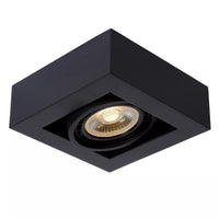 Lucide ZEFIX LED ceiling spotlight, dim to warm, GU10 12W 2200K-3000K, adjustable, square, Black, IP20
