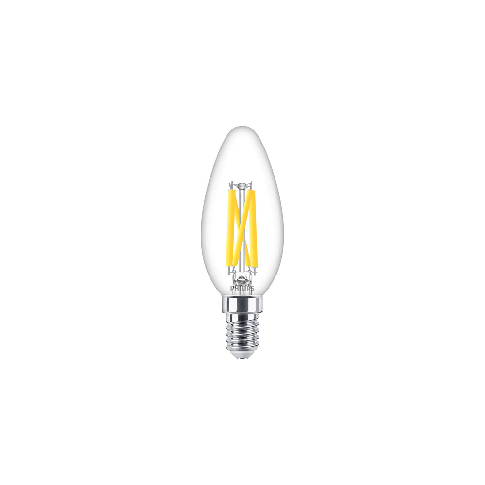 Philips Ampoule LED Bougie 3.4W E14 B35 Claire Warm Glow 2200-2700K dimmable 470 lumens 90CRI ampoule en verre