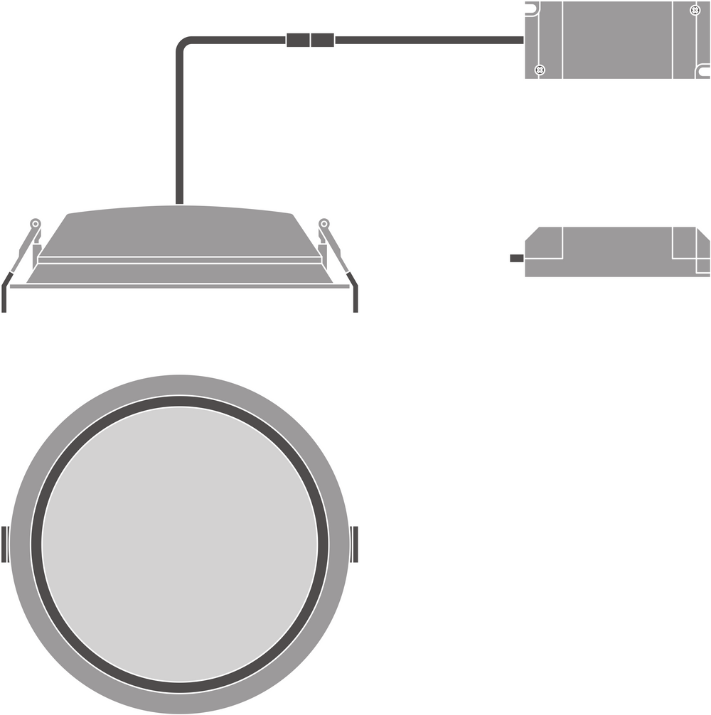 Spot encastré LED Alu DN200 25W 2250 lumens 3000K Blanc Chaud 215mm IP44