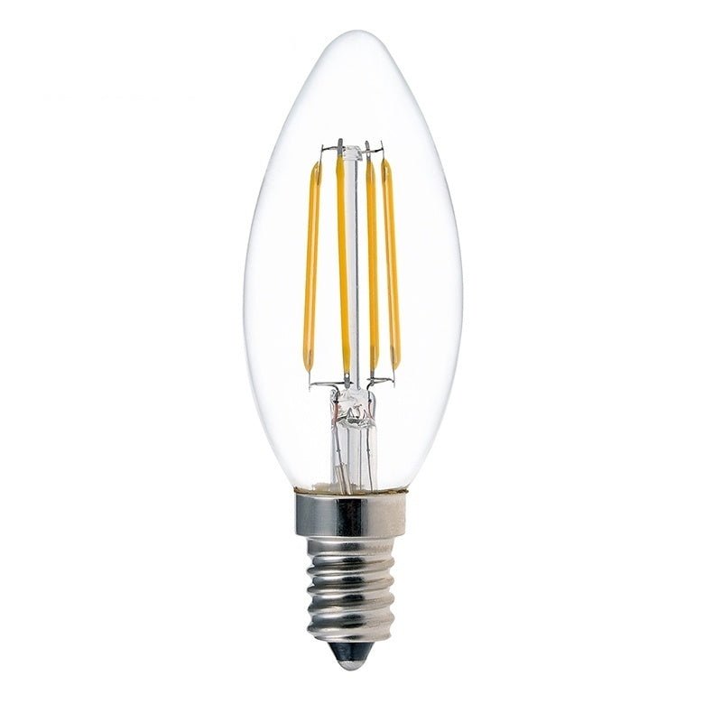 lampe à filament LED e14 c37 5w remplace 40w 2700k lumière blanc chaud