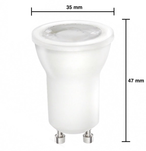 Spectrum LED GU10 MR11 bulb, 2W replaces 20W, 3000K warm white, 230V, 230 lumens, 45° beam, CRI 80