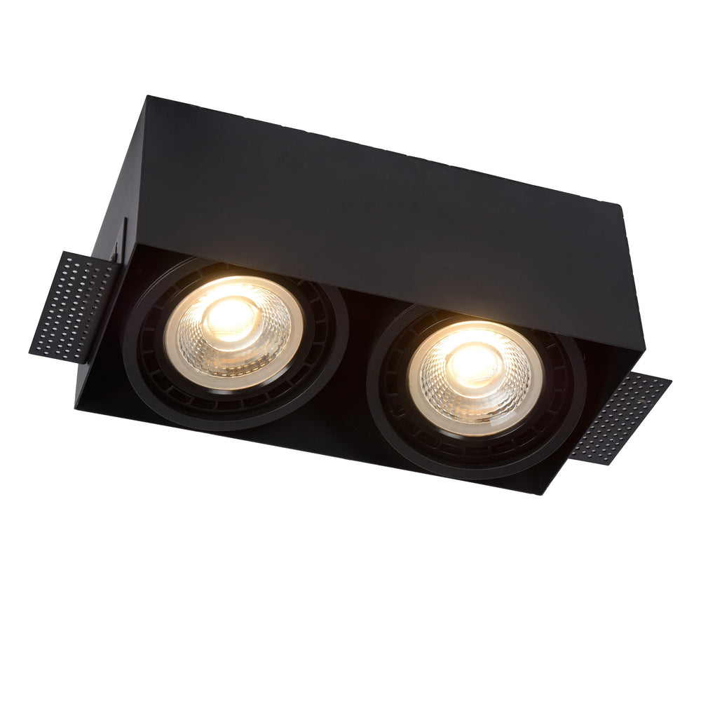 Spot encastré LED noir sans bordure GU10 de Lucide, design sans couture