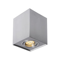 Spectrum LED ceiling spotlight, square silver aluminum with GU10 base, adjustable lighting