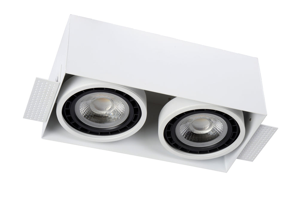 Spot encastré sans cadre Lucide 2xGU10 lampe LED blanche IP20