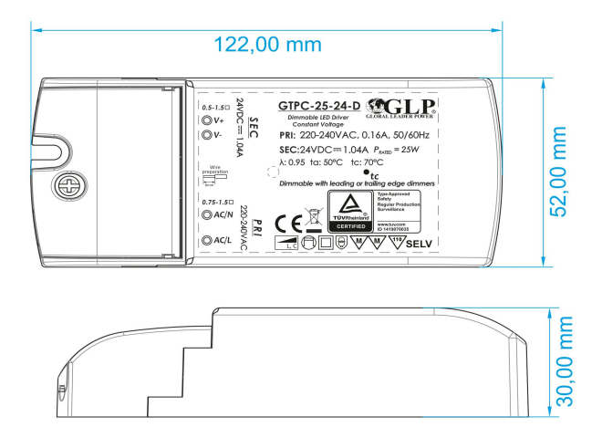 adaptateur d'alimentation LED dimmable 12V 25W 2.08A adapté pour éclairage LED 12V