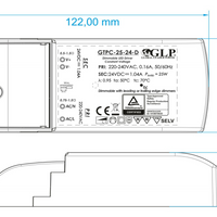 Adaptateur d'alimentation LED GLP 12V 25W 2.08A driver dimmable pour éclairage LED 12V, IP20, certifié CE RoHS