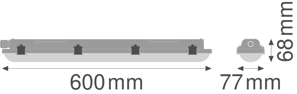 Réglettes LED étanche 18W 2160 lumens 4000K blanc neutre 60cm résistante à l’humidité