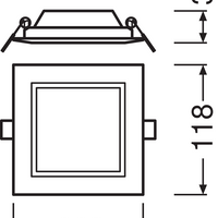 Ledvance Downlight Slim Square 6W 3000K Warm White Recessed Ceiling LED IP20 420 lumens White Finish