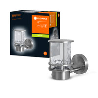 Applique murale d’extérieur Ledvance ENDURA Classic Post Up E27, corps en acier inoxydable, diffuseur en verre transparent, IP44