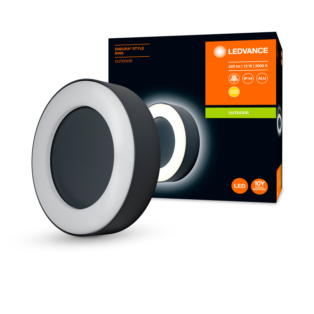 Applique et plafonnier LED Ledvance ENDURA Style Ring 13.5W 3000K 480 lumens Gris Foncé IP44 IK07