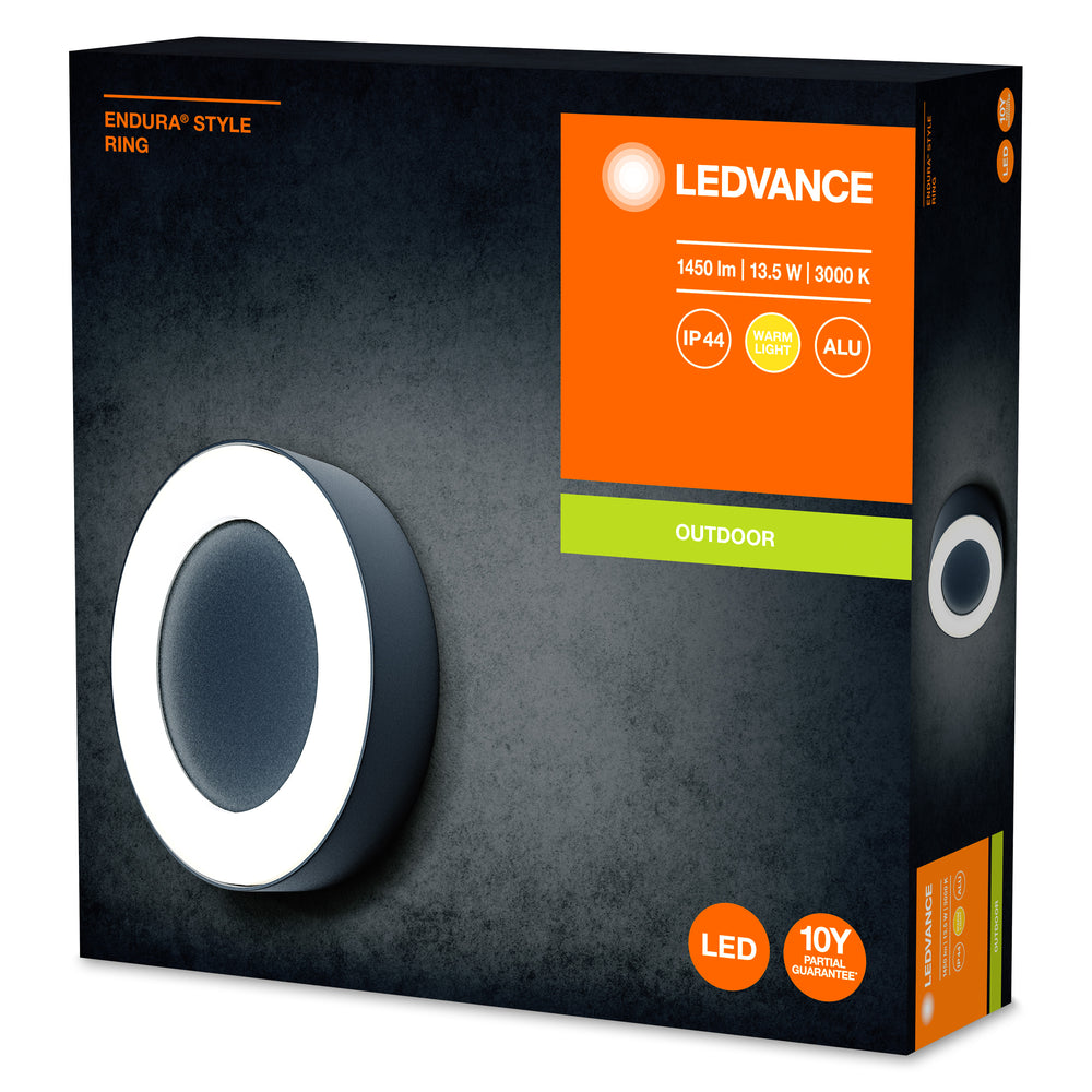 Applique et plafonnier LED Ledvance ENDURA Style Ring 13.5W 3000K 480 lumens Gris Foncé IP44 IK07