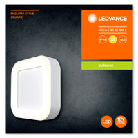 Ledvance ENDURA Style Square LED Wall Light 13.5W 3000K 220-240V IP44 IK07 White Outdoor Surface Mount