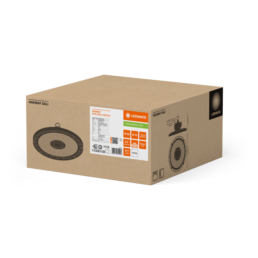 Ledvance HIGH BAY DALI GEN 5 LED 75W 4000K 13275 lumens 70° Noir IP66 IK10 Aluminium Éclairage Industriel