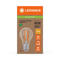 Ledvance LED Classic A E27 bulb 2.2W 2700K dimmable 470 lumens clear glass 40W equivalent warm white